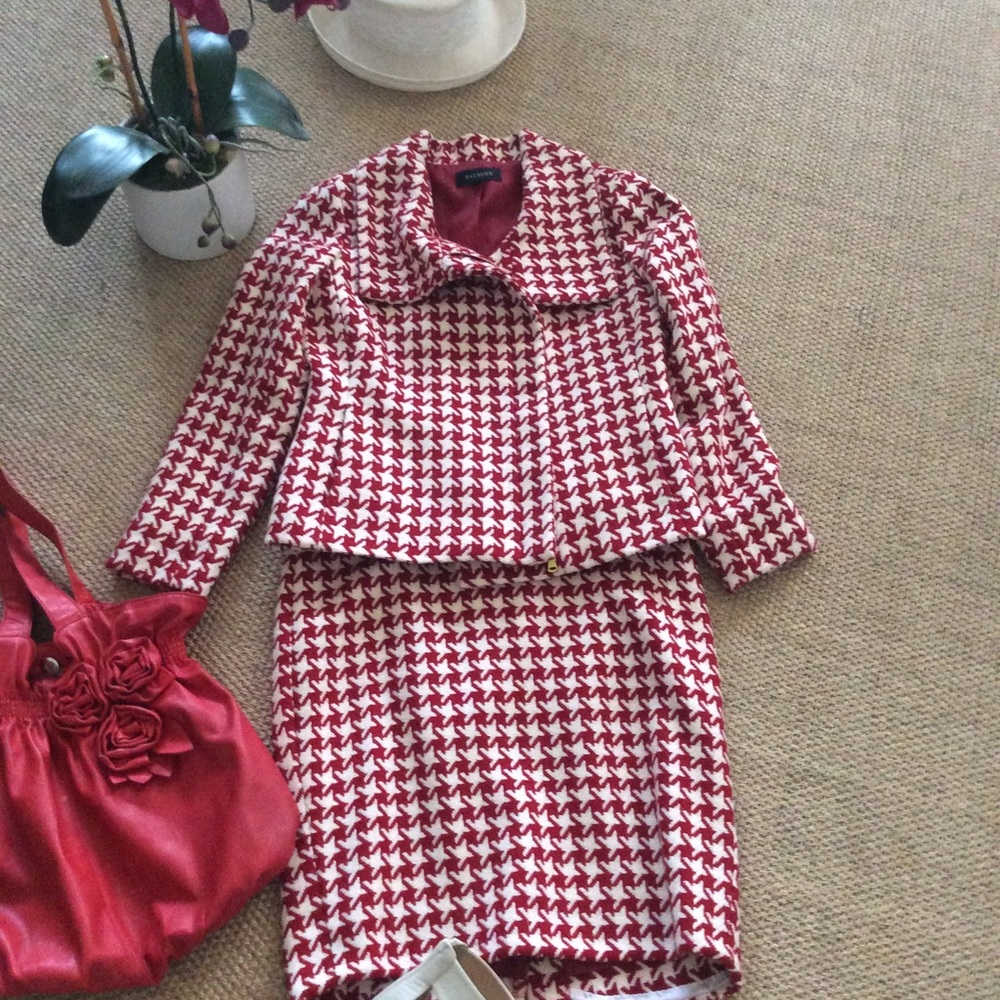 Talbots Red & White Gingham Suit Sz 10 - Picture 2 of 8